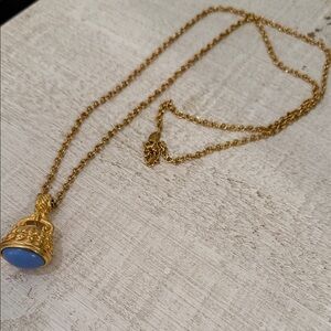 Julie Vos Gold Necklace with Blue Pendant